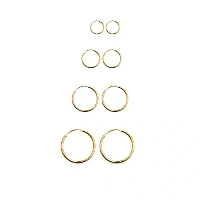 Abbildung von Bo Win 925 Sterling Silber Ohrringe Set 4 Paare Damen Gold Creolen Herren Klein Unisex Kreolen Durchmesser 10 12 14 16mm für Mädchen Männer