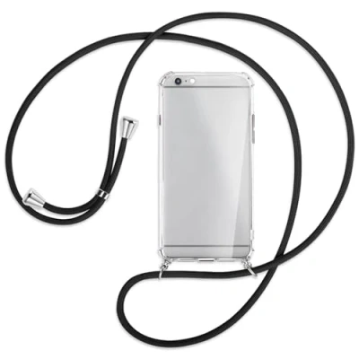 Abbildung von mtb more energy Handykette kompatibel mit Apple iPhone 6+, 6 Plus, 6S+, 6S Plus (5.5&#039;&#039;) schwarz Smartphone Hülle zum Umhängen Anti Shock Full TPU Case