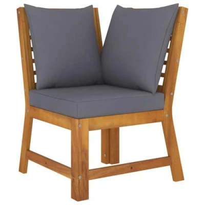 Abbildung von vidaXL Akazienholz Massiv Ecksofa Modular mit Dunkelgrauen Kissen Sofa Lounge Gartensofa Sessel Gartensessel Einzelsofa Gartenmöbel