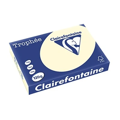 Abbildung von Clairefontaine 1242C Ries Druckerpapier / Kopierpapier Trophee, intensive Farben, DIN A4, 120g, 250 Blatt, Elfenbein, 1
