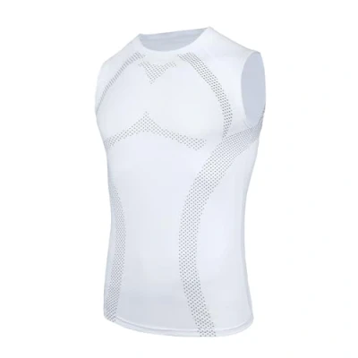 Abbildung von AMZSPORT Herren Kompressionsshirt Sports Tank Top Ärmelloses Funktionsshirt Laufshirt Weiß M