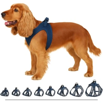 Abbildung von Flamingo Step Go Bento Geschirr Dunkelblau, M (A:30 35 cm, B:41 44 3 mm), Komfortabel und Verstellbar, Ideal für Französische Bulldogge, Mops, Shih Tzu, Zwergschnauzer usw.