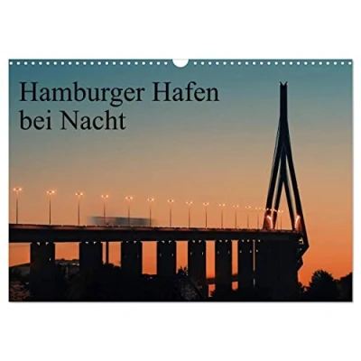 Abbildung von Hamburger Hafen bei Nacht (Wandkalender 2025 DIN A3 quer), CALVENDO Monatskalender