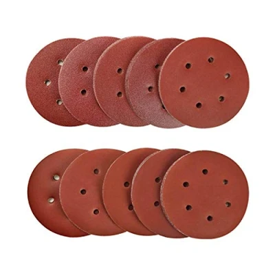 Abbildung von SPTA 100tlg 150mm 40/80/120/180/320/600/800/1000/1500/2000 Schleifscheiben Schleifpapiere Exzenterschleifmaschinen Körnung, mit 6 Löchern für
