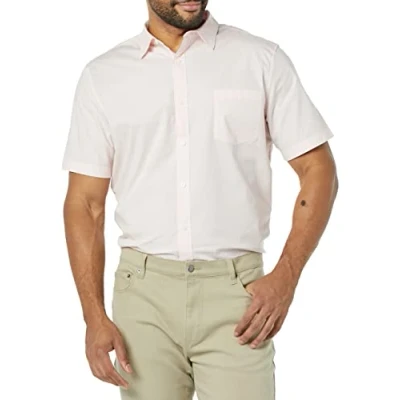 Abbildung von Amazon Essentials Herren Kurzärmeliges Hemd aus Popeline, Schmale Passform, Rosa, XL
