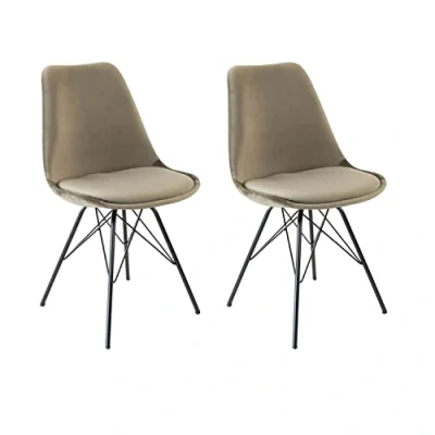 Abbildung von Kick Collection 2er Set Esszimmerstühl Velvet Samt Taupe Modern und Hochwertig Hochwertige Materialien Erhältlich in vielen Farben