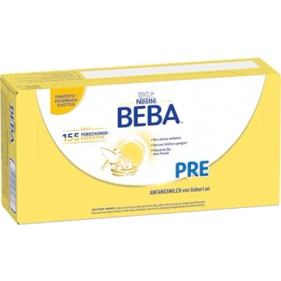 Abbildung von BEBA Nestlé PRE, Säuglingsmilchnahrung von Geburt an, trinkfertige Babymilch im Fläschchen, leicht verträgliche Babynahrung, 32er Pack (32 x 90 ml)