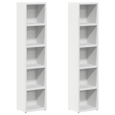Abbildung von vidaXL CD Regal Regale 2 Stk. Weiß 21x16x93,5 cm Holzwerkstoff, tlg.