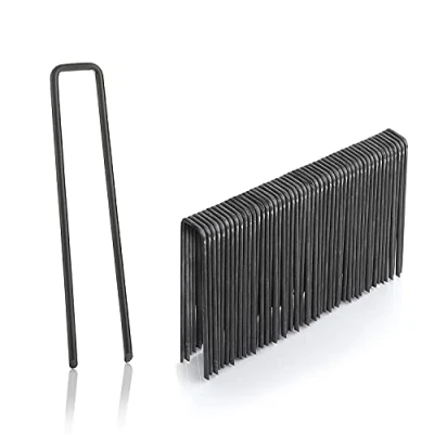 Abbildung von GardenMate 100 Erdanker 100mm lang, 13mm breit, Ø 2,9 mm, Befestigungsanker Bodenanker für den Garten aus unverzinktem Stahl, Erdnägel Heringe zur Befestigung von Unkrautvlies, Kunstrasen