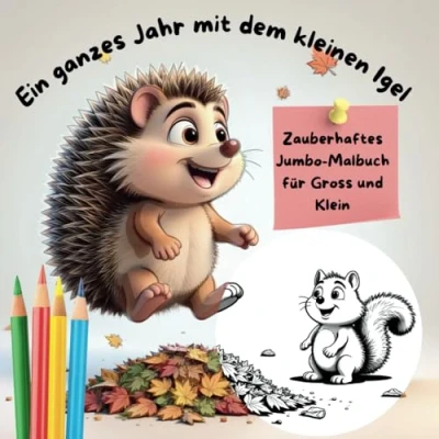 Abbildung von Ein ganzes Jahr mit dem kleinen Igel: Zauberhaftes Jumbo Malbuch für Gross und Klein