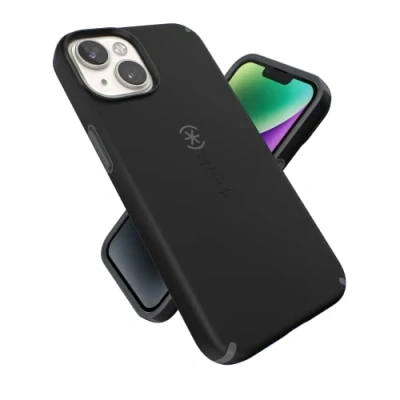 Abbildung von Speck iPhone 14 &amp; 13 Hülle Schlanke Handyhülle mit Fallschutz, Kratzfest Soft Touch für 6,1 Zoll iPhones Dual Layer Case, Schwarz/Schiefergrau CandyShell Pro
