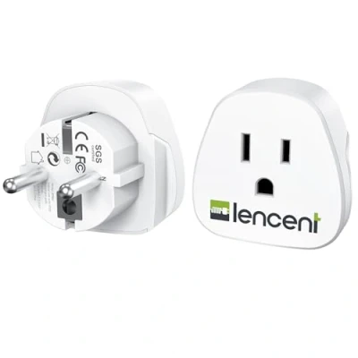 Abbildung von LENCENT 2X Reiseadapter Stecker USA auf EU DE Steckdose Steckdoseadapter Schuko für Amerika US Japan Kanada Mexiko Thailand Weiß