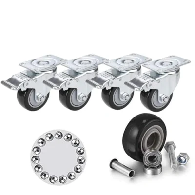 Abbildung von 75mm Lenkrollen mit Bremse, 4 Stück Möbelrollen Max. Belastung 400KG, Doppelverriegelung 360 Grad Schwerlastrollen für Bürostühle und Gartenmöbel, Schwarz