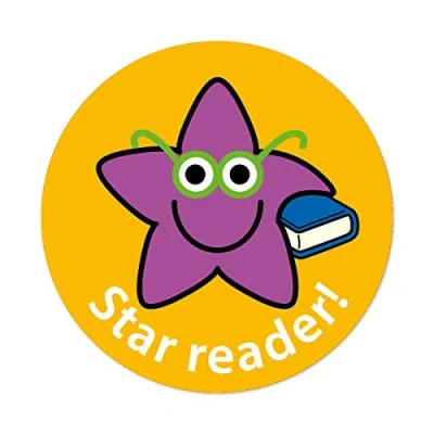Abbildung von 28 mm Star Reader Aufkleber. 3 Bögen 54 Aufkleber