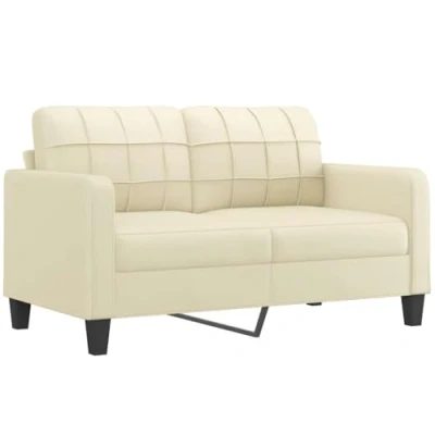 Abbildung von vidaXL Sofa 2 Sitzer, Loungesofa Couch mit Armlehnen Rückenkissen, Wohnzimmersofa Designsofa Metallgestell, Sitzmöbel Zweisitzer, Modern, Creme Kunstleder