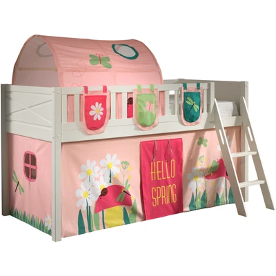 Abbildung von Vipack Hochbett &quot;Scott&quot;, (Made in Europe), mit Leiter, LF 90x200 cm, Vorhang, Tasche, Tunnel, 4 Designs