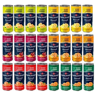 Abbildung von 24 Dosen a 0,33l San Pellegrino 6 Sorten Mix inkl. EINWEG Pfand Granatapfel &amp; Arancia, Aranciata Rossa, Clementina, Aranciata, Pompelmo, Limonata Sanpellegrino