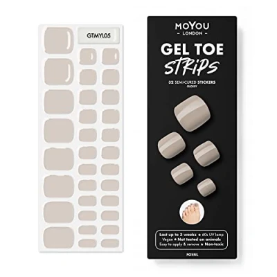 Abbildung von MOYOU LONDON Halbgehärtete UV Gel Strips 32 Stück Nagelfolien Härtend für Maniküre in Salonqualität Fossil
