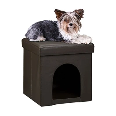 Abbildung von relaxdays Indoorhütte Hundebox Sitzhocker, Braun