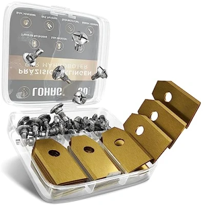 Abbildung von lohag® 30er Set Premium Mähroboter Messer Ersatzklingen aus Edelstahl mit Titancarbid Beschichtung, inkl. Schrauben Kompatibel Husqvarna, Gardena, Yard Force, Ferrex, McChulloch, Navimow
