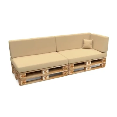 Abbildung von POKAR Palettenkissen Wasserdicht Palettenauflagen mit abnehmbarem Bezug Palettenmöbel Palettensofa 6er Set: Sitzkissen 120x80 + Rückenlehne 120x40, Beige