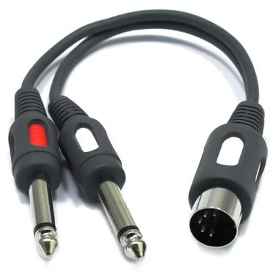 Abbildung von VITALCO DIN Klinke Audio Adapter 5 Pol Stecker auf 2X 6,3mm TS Mono Dual Männlich Polig Poliger