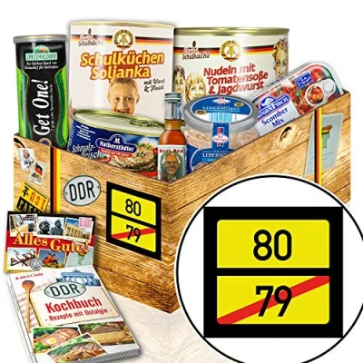 Abbildung von Ortsschild 80 DDR Geschenke lustige 80. Geburtstag Korb
