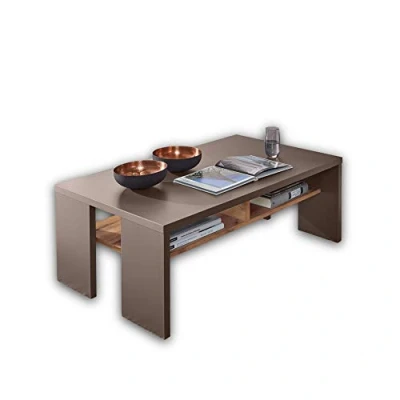 Abbildung von Stella Trading FUN PLUS 2 Couchtisch in Basalt mit Eiche Dekor Boden hochwertiger &amp; ausdrucksstarker Sofatisch für Ihren Wohnbereich 110 x 40 65 cm (B/H/T)
