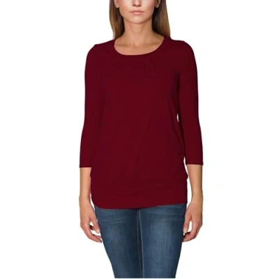 Abbildung von Alkato Damen Viskose Shirt 3/4 Arm Longshirt Top, Farbe: Weinrot, Größe: XL