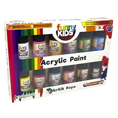 Abbildung von Funny Kids Kreativset Acrylfarbe 12 Farben x 20ml Set Acryl Malfarben Tuben, (12 tlg)