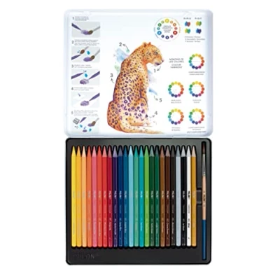 Abbildung von MILAN® Metallbox 24 Buntstifte 100% Aquarellmine Allcolor + 1 Pinsel