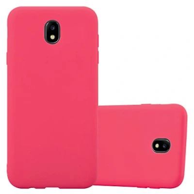 Abbildung von Cadorabo Hülle kompatibel mit Samsung Galaxy J3 2017 Schutzhülle TPU Silikon Case Candy Design Slim Kratzfest Weiche Gummi Rundumschutz für in Rot