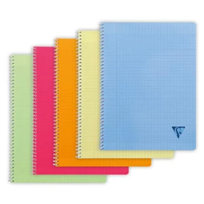 Abbildung von Clairefontaine 328316C Notizheft Linicolor Fresh, mit Doppelspirale 24x32 cm, 50 Blatt 90g, französische Lineatur, Einband aus gerilltem Polypropylen, farbig sortiert, 1 Stück
