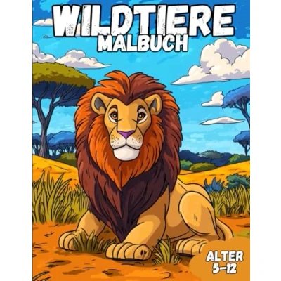 Abbildung von Wildtier Malbuch: Wunderschönes und Simples Malbuch für Kinder im Alter von 05 12 Jahren