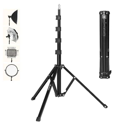 Abbildung von TARION Lichtstativ 180 cm Aluminium Lampenstativ Traglast 8 kg für Studio Outdoor Fotografie Ringlicht Blitzlicht(FL2009)