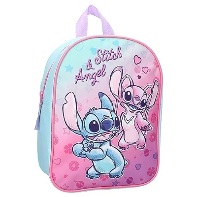 Abbildung von Rucksack Stitch und Angel Hello Cutie von Disney Lilo &amp; für Kinder Schule Kindergarten Farbe Rosa Maße 29 x 22 9 cm, mehrfarbig, Einheitsgröße