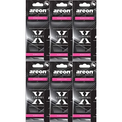 Abbildung von Areon x Auto Lufterfrischer Bubble Gum Duft Autoduft Kaugummi Schwarz Hängend Aufhängen Anhänger Spiegel Parfüm Erfrischer Duftspender Pappe 2D Wohnung Büro Set ( Bubblegum Pack 3 )