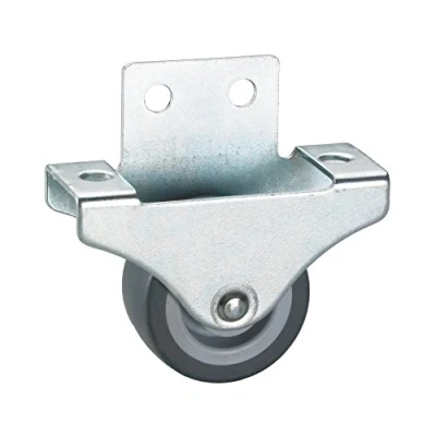 Abbildung von Dörner + Helmer Parkett Bockrollen, 4er Set, 38mm x 18mm, 180kg Tragkraft, TPE Rad, Richtungsfixiert, Verzinkter Stahl