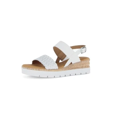 Abbildung von Gabor Damen Sandaletten, Frauen Sandalen,Moderate Mehrweite (G),Strandschuhe,Sommersandalen,bequem,flach,Weiss/Silber,40 EU / 6.5 UK