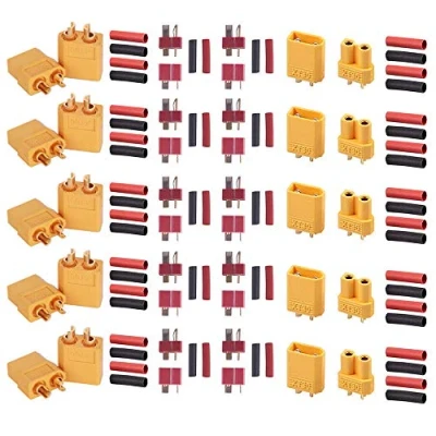 Abbildung von GTIWUNG 5 Paar XT60 Batterie Anschlüsse, XT30 Männlich Weiblich Stecker Buchse, 10 Deans Rutschfester T mit 60 stücke Schrumpfschlauch für RC LiPo Akku Hubschrauber Flugzeug