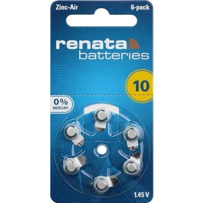 Abbildung von Renata Hearing Aid PR70 Knopfzelle ZA 10 Zink Luft 105 mAh 1.4V 6St.