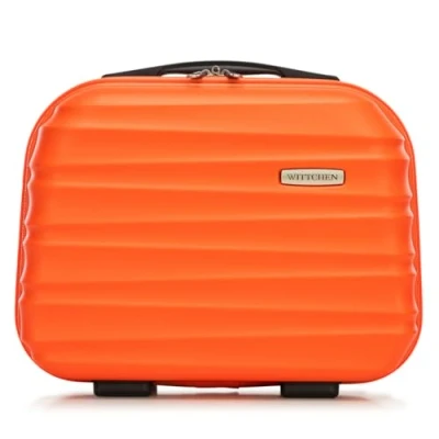 Abbildung von WITTCHEN Kosmetikkoffer Reisekoffer Handgepäck Kabinengepäck Rollkoffer Hartschale aus ABS Zahlenschloss Groove Line Orange