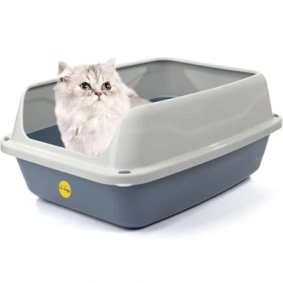 Abbildung von Cat Centre Katzenklo Offen Mit Hohem Rand Katzentoilette Ohne Deckel Grau M 45 x 34 cm