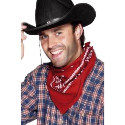 Abbildung von Smiffys Kostüm Cowboy Bandana rot, Angenehmes Baumwoll Halstuch mit Wild West Charme