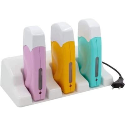 Abbildung von EpilWax Epilierer für Wachserhitzer, professionell, 3 mehrfarbig, Roll On von Wachs, 100 ml, 1 Halter Gerät zur Haarentfernung, Wachspatrone, Nachfüllpack (Trio, mehrfarbig)