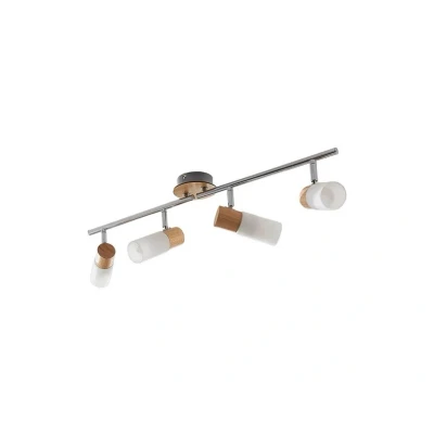 Abbildung von Lindby Deckenstrahler Christoph, 68 cm, 4 flg., Holz, Glas