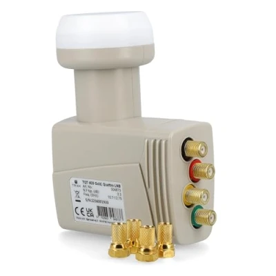 Abbildung von [ Test SEHR GUT *] Triax TQT 400 Gold Quattro digital 4K LNB, nur für Multischalter Multiswitch geeignet, kein Direktanschluss möglich, Satellitenschüssel Satelliten Antenne + 4X Anadol F Stecker