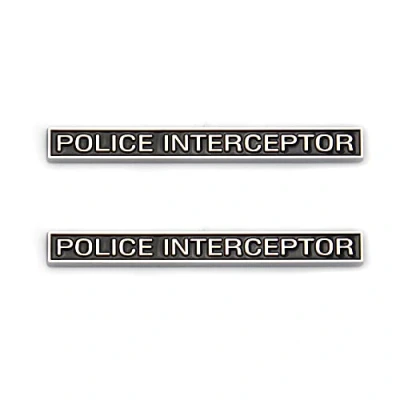 Abbildung von Polizei Interceptor Edition, Emblem für Auto, LKW, Ersatz Universal Fahrzeug, SUV, Schwarz / Weiß, 2 Stück