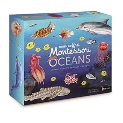 Abbildung von Mon coffret Montessori des océans: Avec 90 cartes classifiées, 5 planches anatomiques, de couches l&#039;océan et 1 livre pour découvrir les animaux marins