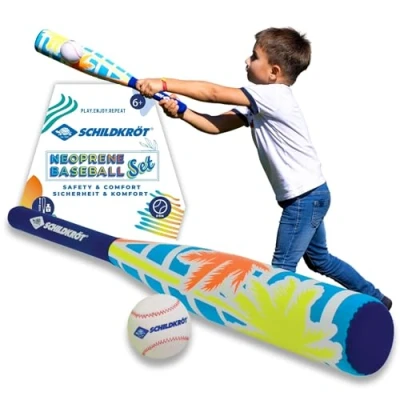 Abbildung von Schildkröt Unisex Erwachsene 970159 Neopren Baseball Set, 1 weicher Baseballschläger mit Neoprenüberzug, Ball, trendiges, Kinder und Familie
